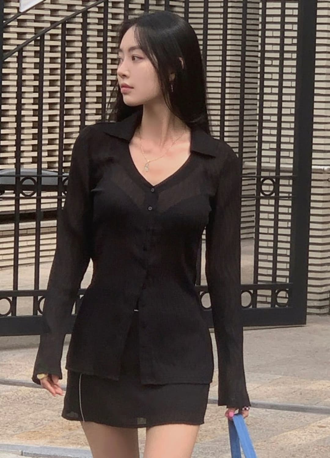 페일제이드 - 스완 블라우스 + 스커트 셋업 (블랙,2) 상품이미지1