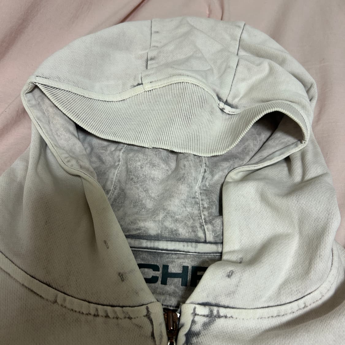 미스치프 빅포켓 후드 블리치드 핑크 그레이 M 상품이미지9