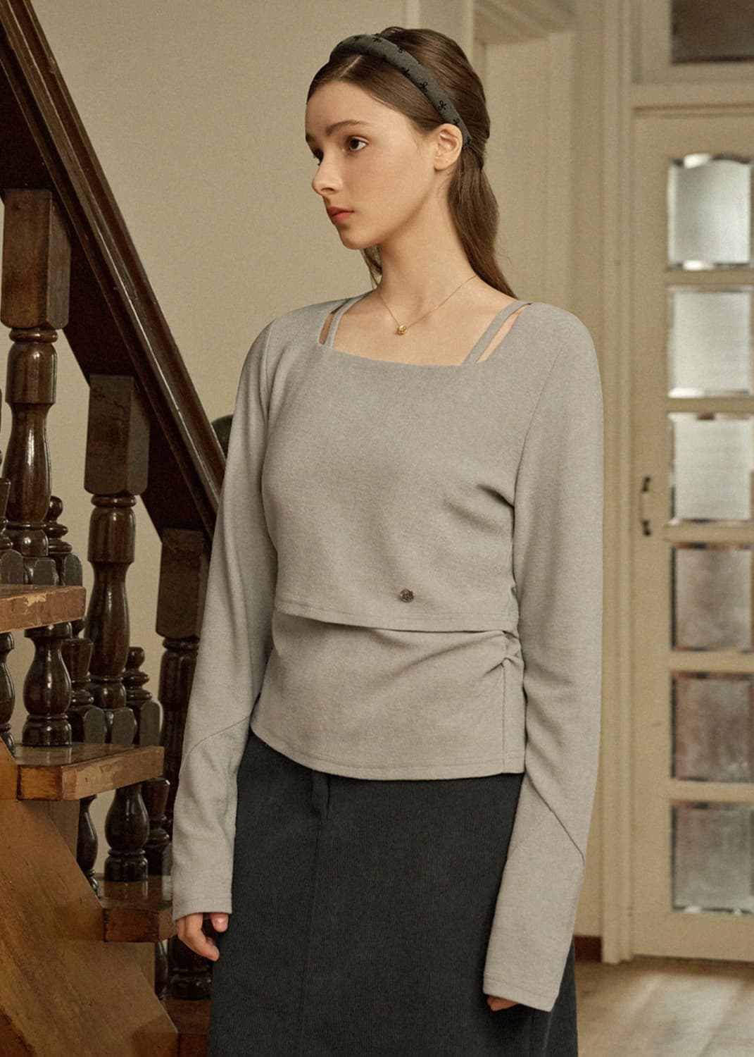 새상품) [3] 미케네 레이디 레이어드 셔링 티 상품이미지3