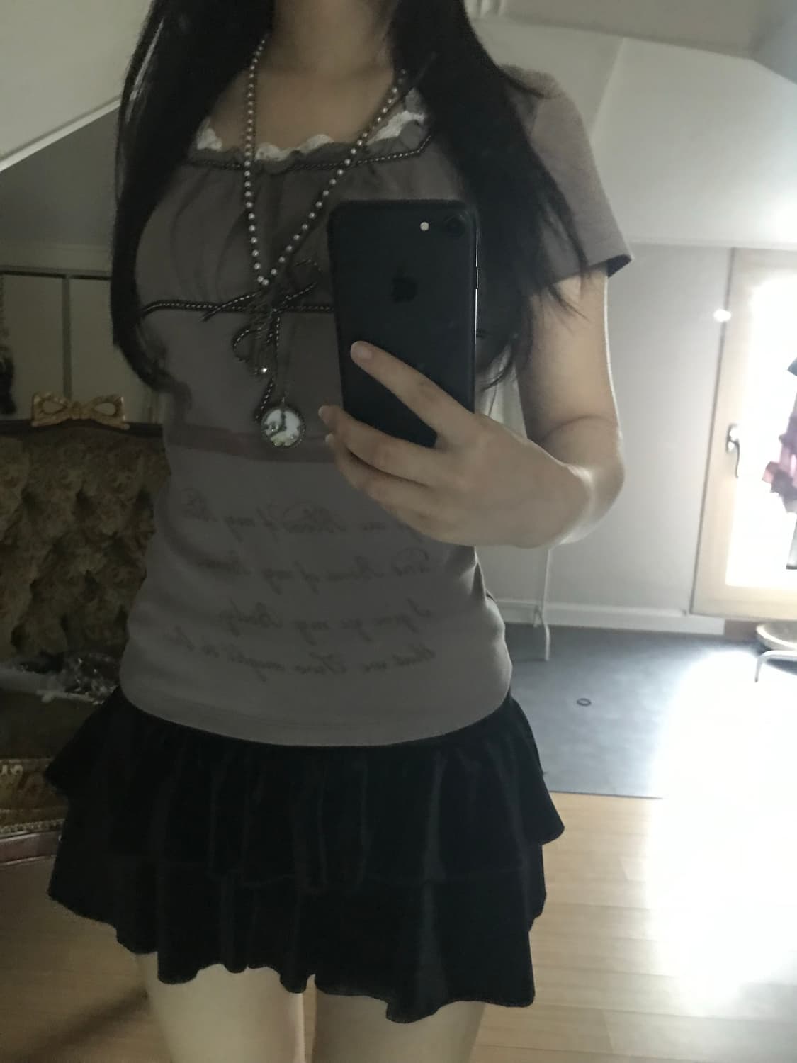 Antique Key Script Lace Tee 상품이미지2