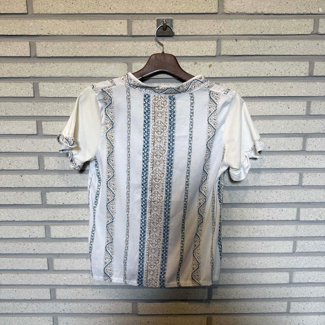 JPN VINTAGE 반팔 티셔츠 소매 셔링 스트라이프 배색 디테일 상품이미지2