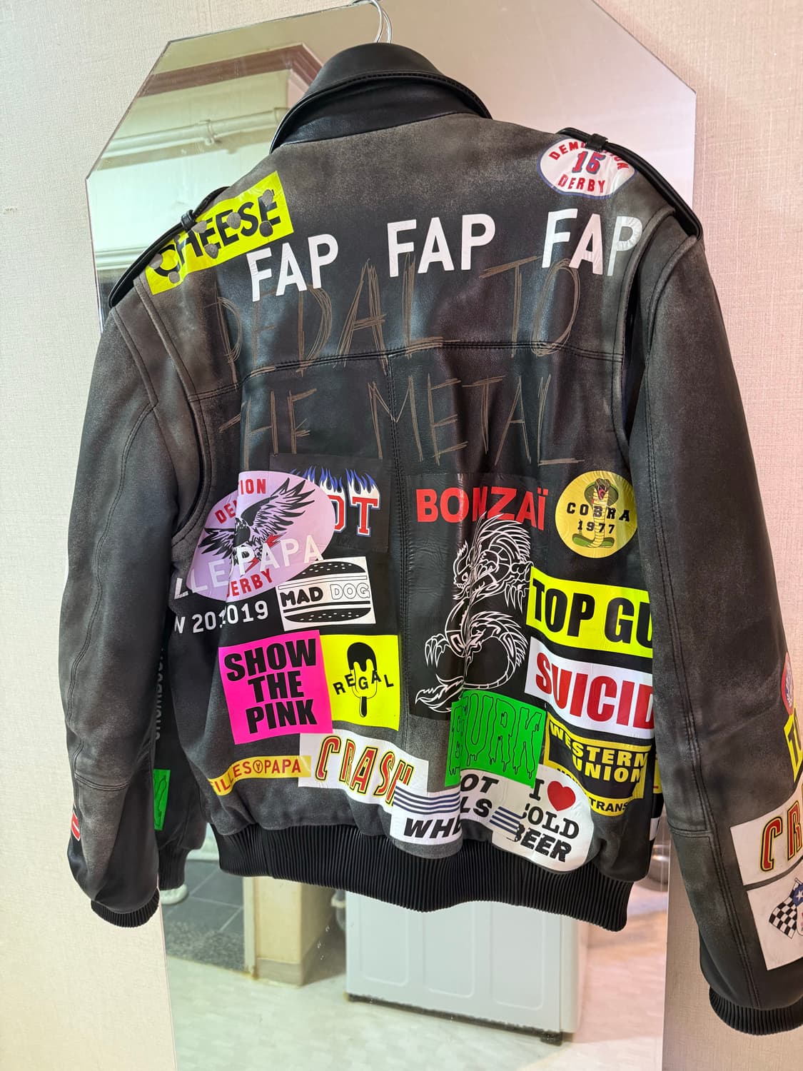 FILLES A PAPA 램스킨 패치워크 가죽 자켓  상품이미지2