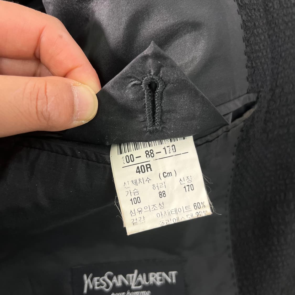 100 입생로랑 90s 시어서커 블랙 투버튼 블레이저 자켓 상품이미지4