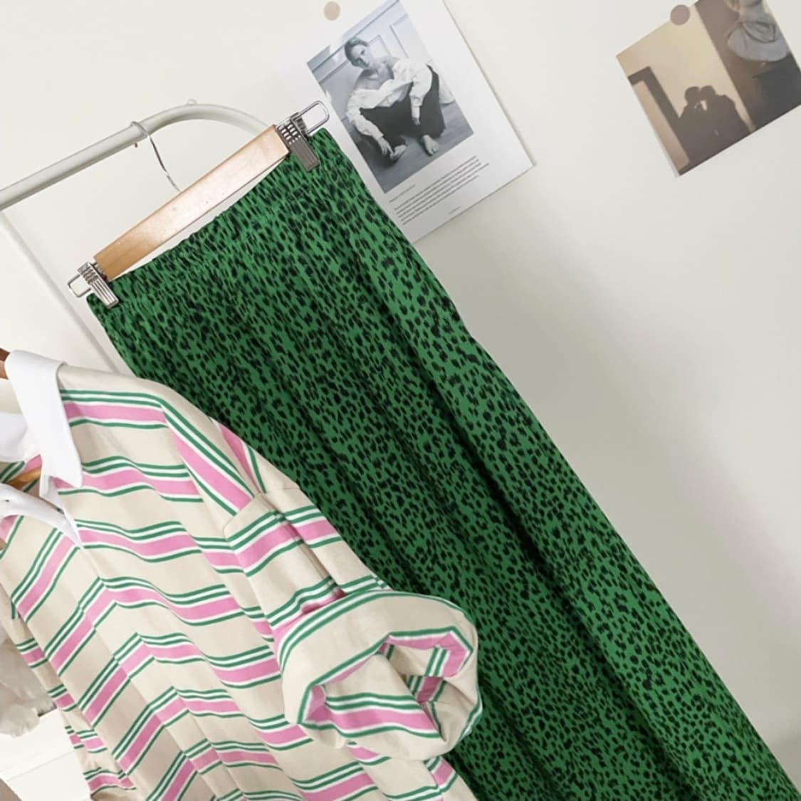 초록 레오파드 밴딩 롱스커트 상품이미지8