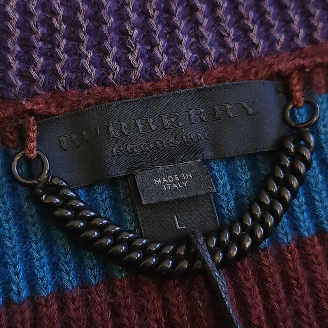 버버리 프로섬 헤비 니트 스웨터 컨트리 컬러블록 스트라이프 런웨이  L 상품이미지8