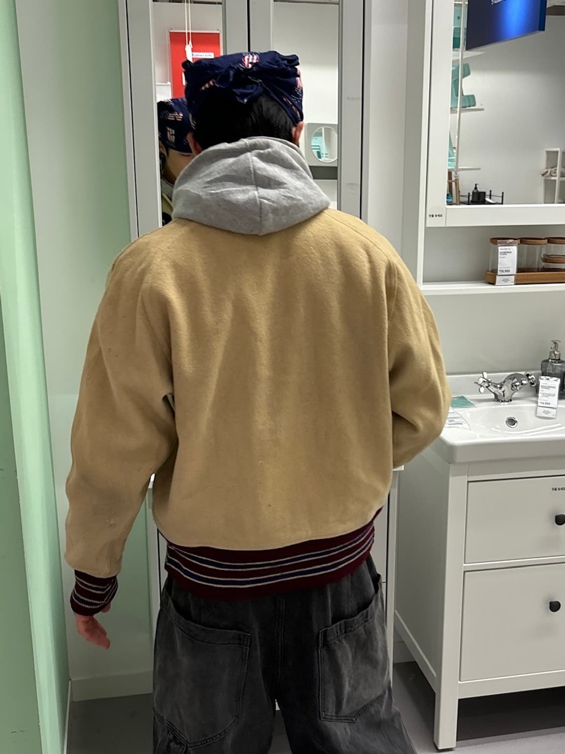 90s 올드스쿨 패치 베이지 바시티 jk 상품이미지3