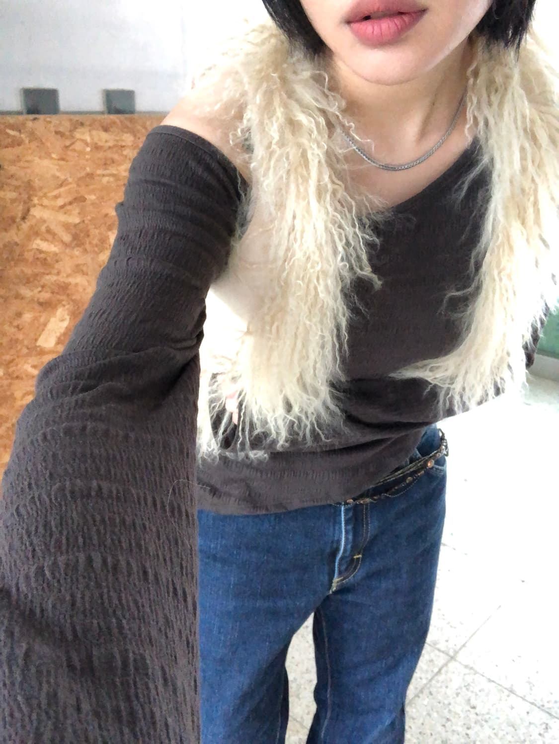 shearling trim vest  상품이미지7