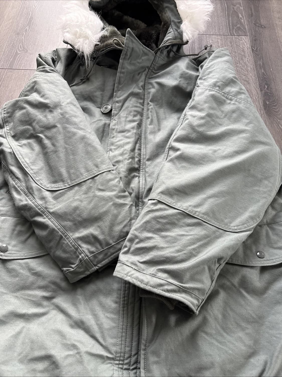 90s 미공군 납품용 그린브라이어 인더스트리 N-3B 파카 세이지그린 상품이미지5