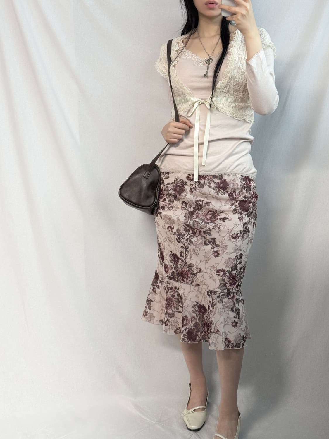 레스트 로즈 플라워 패턴 스커트 상품이미지1