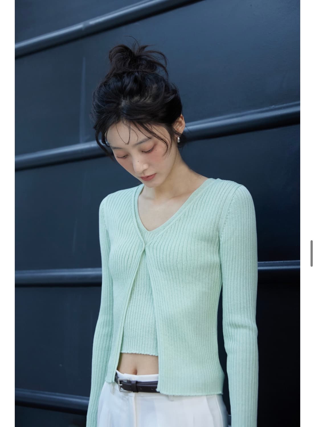 미치코런던 코시노 Ribbed sleeveless cardigan set 상품이미지2