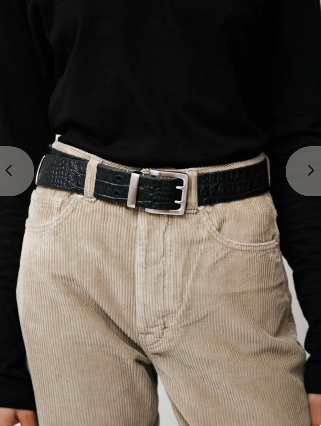 [90] 아워레가시 black croco embossed 3.5cm 벨트 상품이미지1