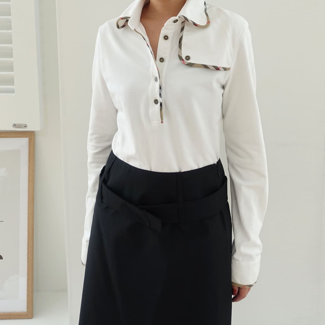 버버리 체크 화이트 카라티 pk셔츠 상품이미지9