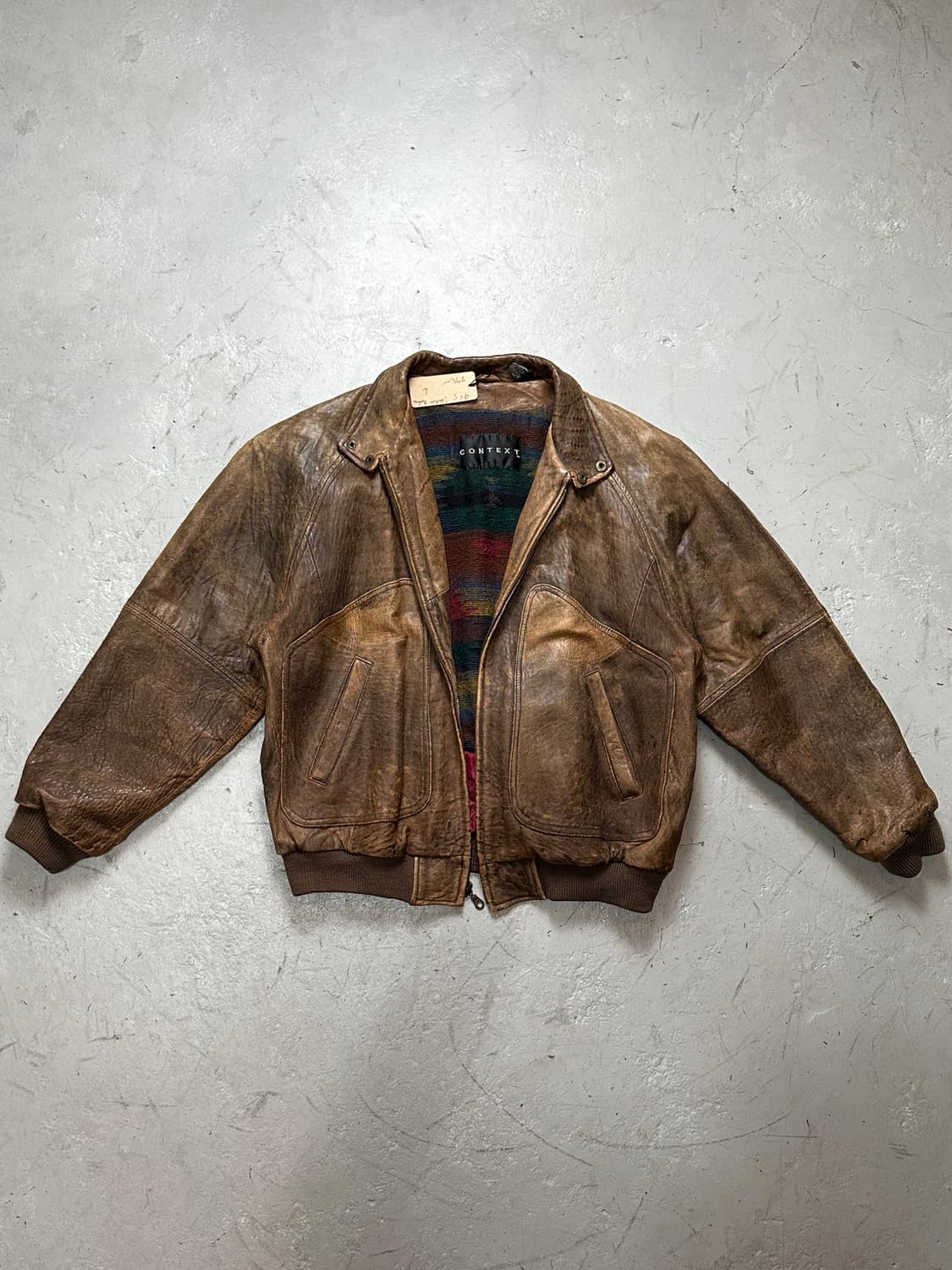 90's 빈티지 디스 레더 봄버 나바호 라이닝 빈티지 레더 자켓 상품이미지1