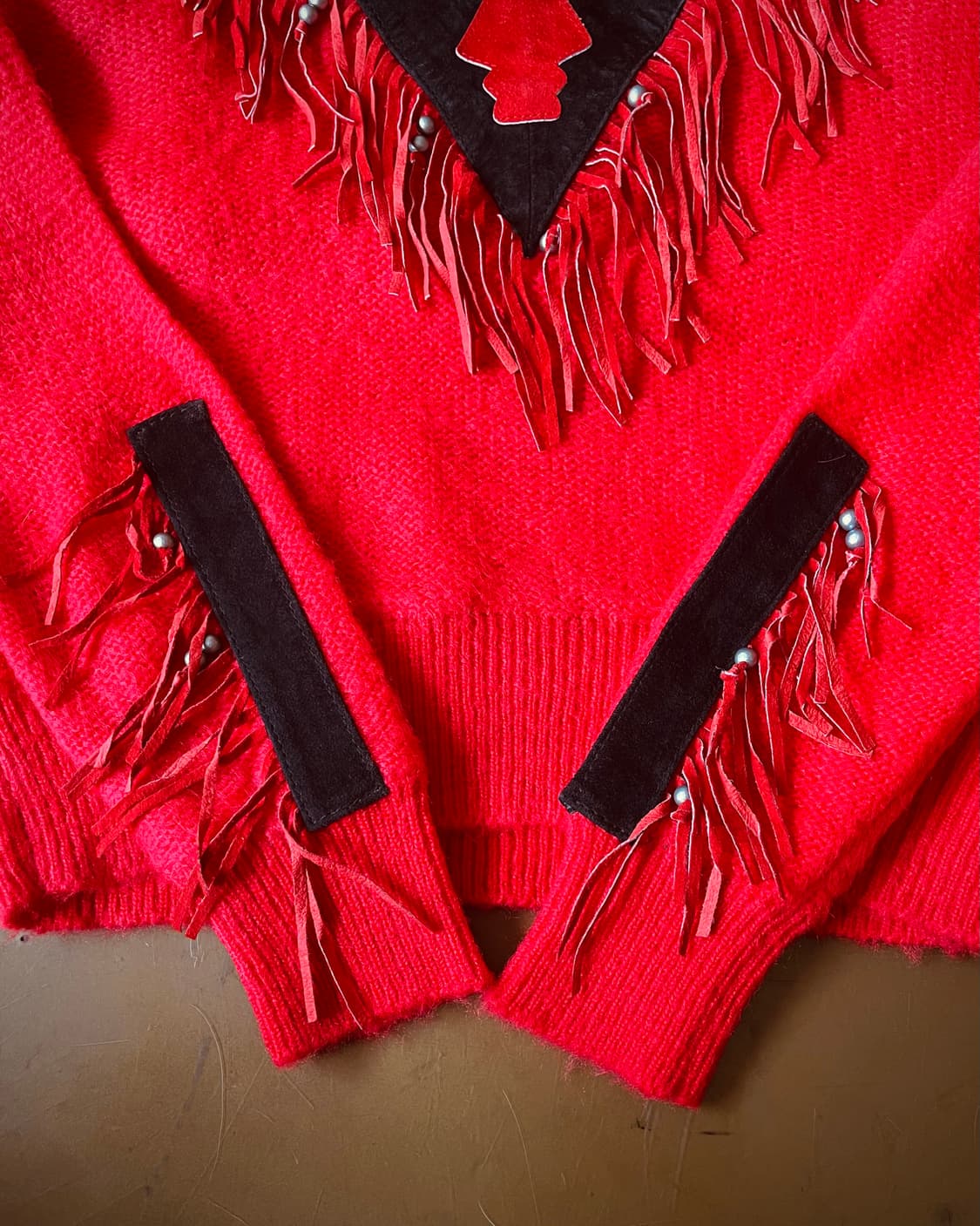 1980s Miller Fringe Leather Knit Top 상품이미지6