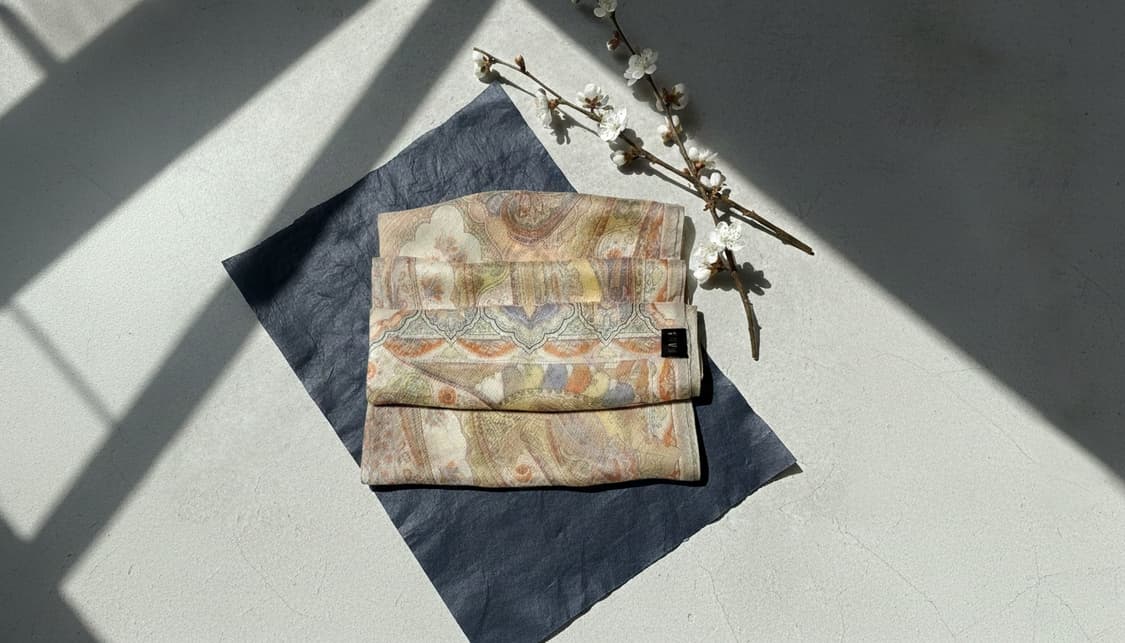 DAKS 닥스 실크·울 혼방 자카드 페이즐리 스카프 (롱 타입) 상품이미지3