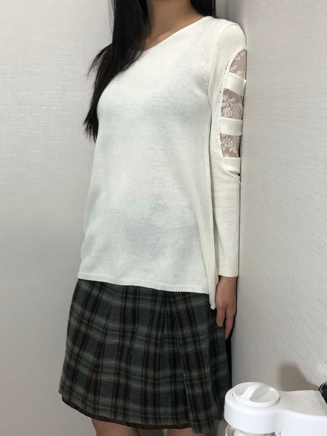 빈티지 화이트 플로럴 레이스 컷아웃 니트 상품이미지2