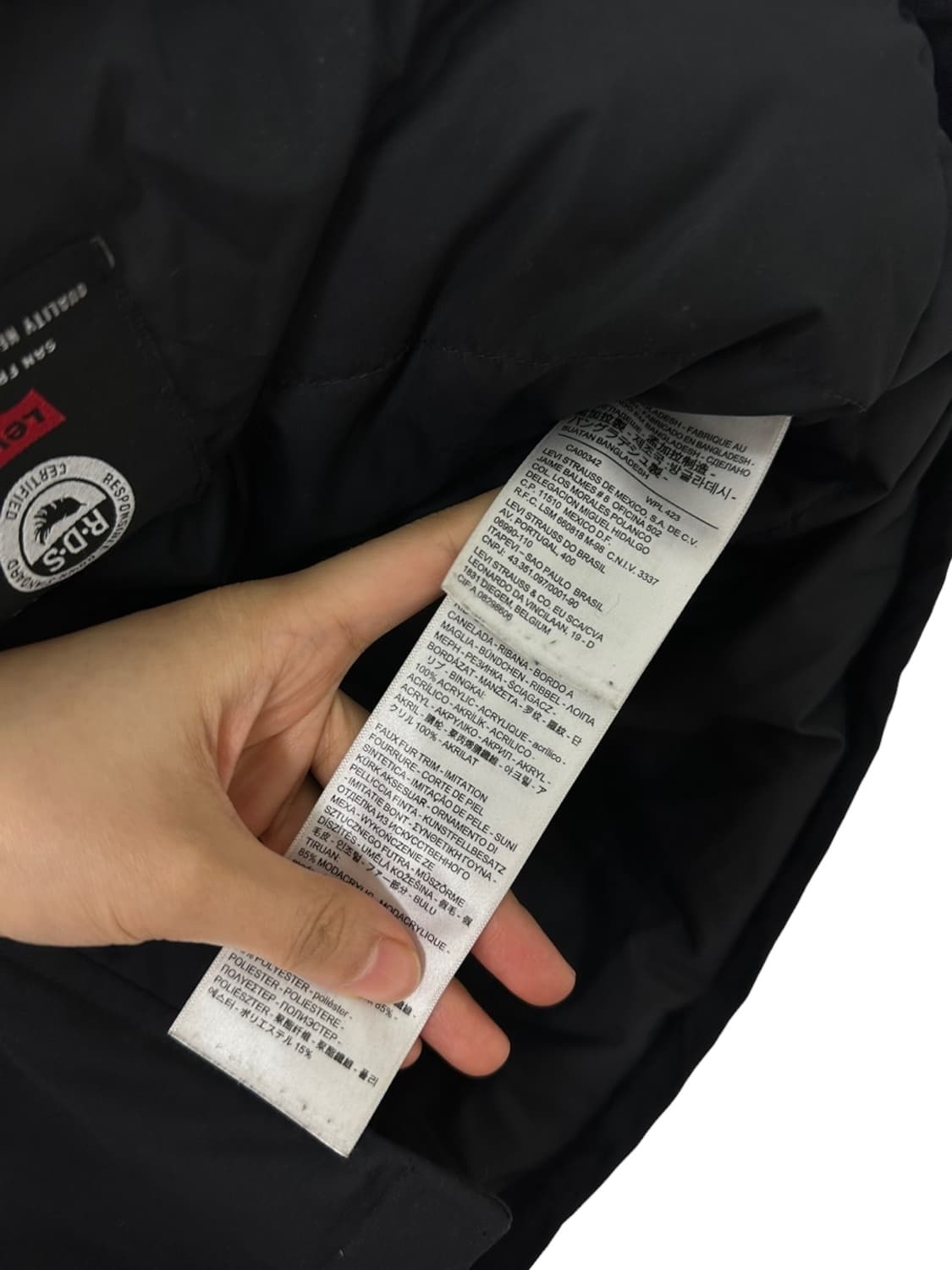 리바이스 덕다운 카라코람 야상패딩 블랙 (L) 상품이미지9