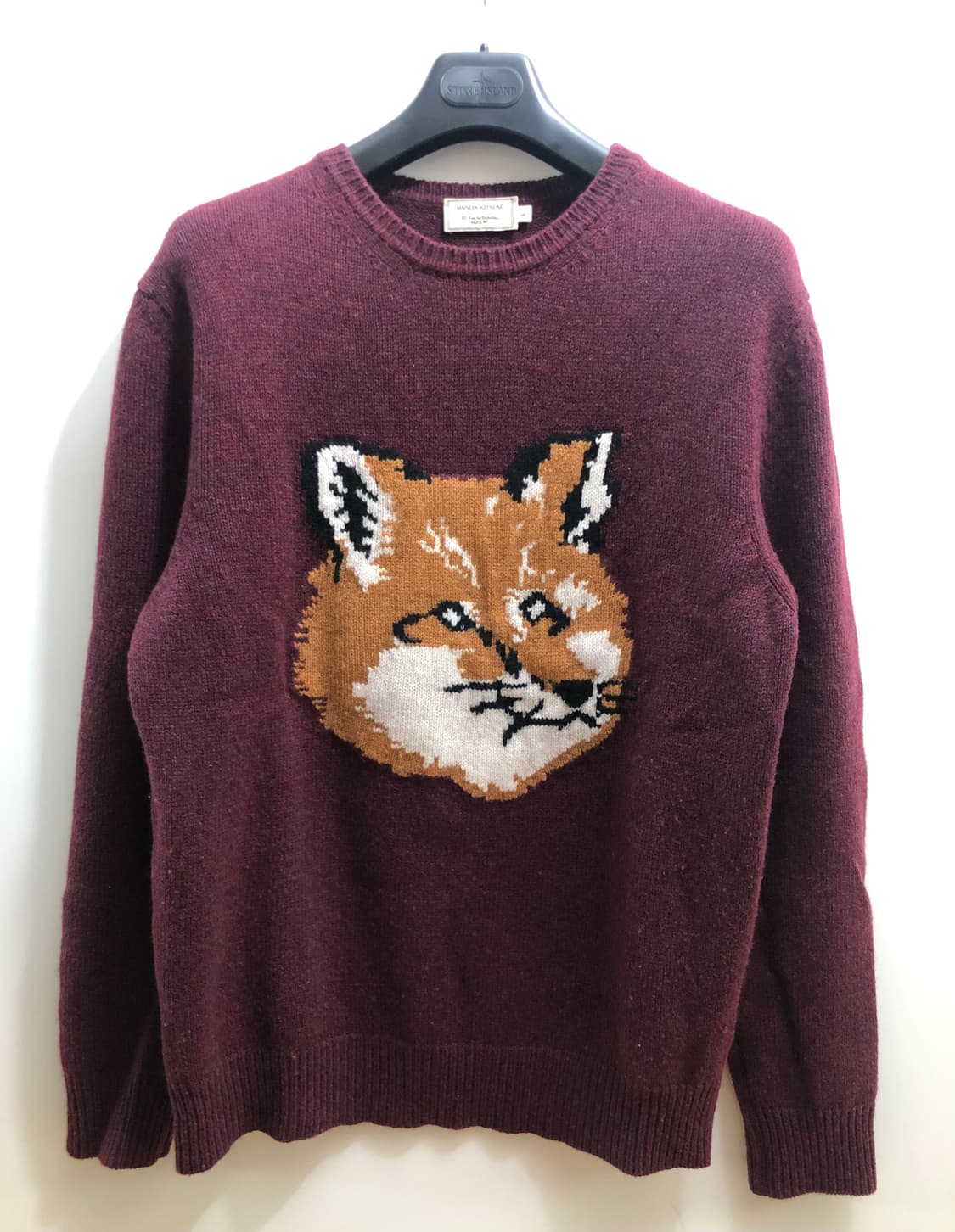 [남성L] 메종키츠네 폭스헤드 니트 버건디 상품이미지1