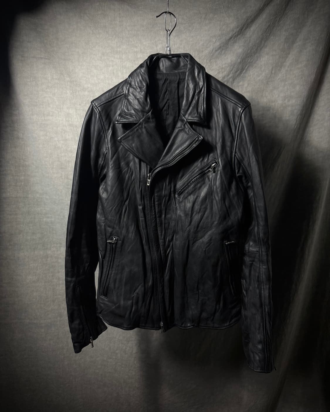 Shellac Cowhide Double Zipper Jacket 상품이미지2