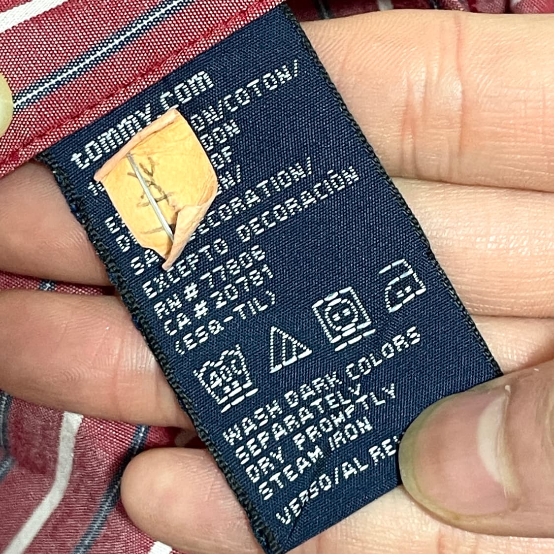 타미힐피거 레드 세로 스트라이프 반팔셔츠 남성M 상품이미지5