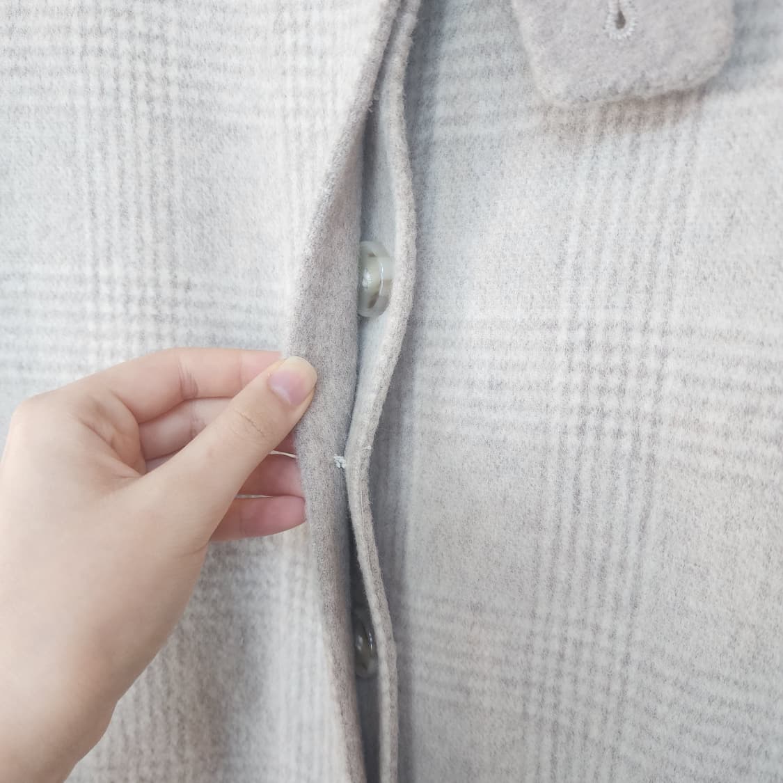 KEYNOTE 핸드메이드 체크 롱코트 베이지 상품이미지6