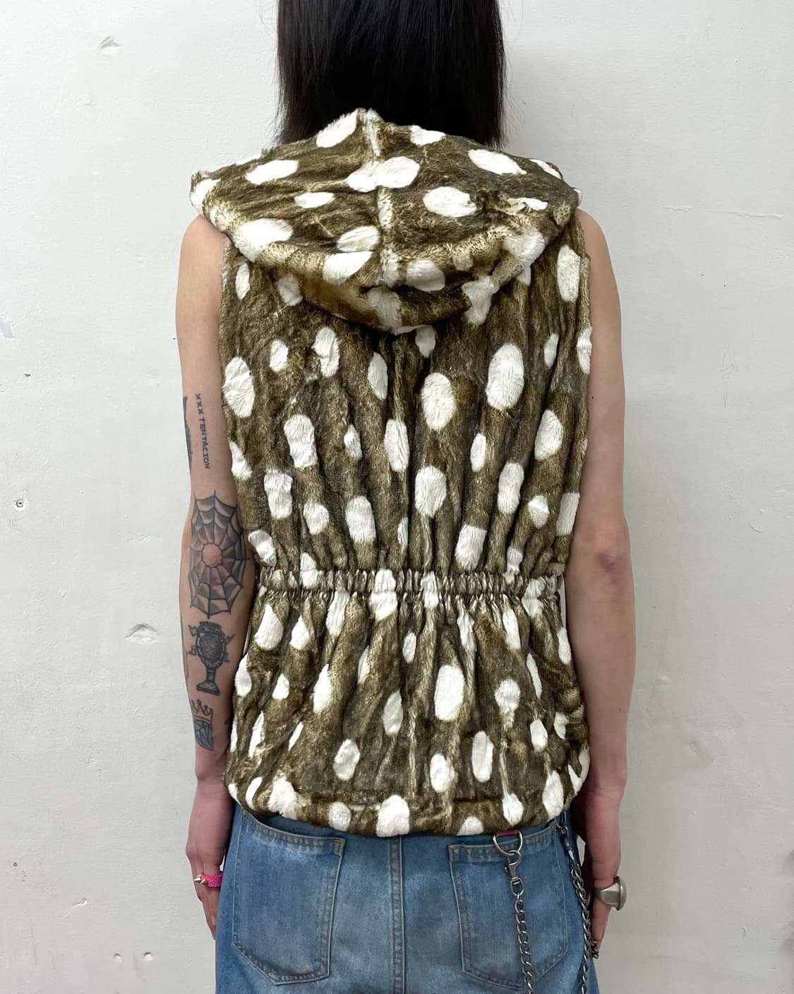 Leopard Dot Fur Hooded Vest  상품이미지2