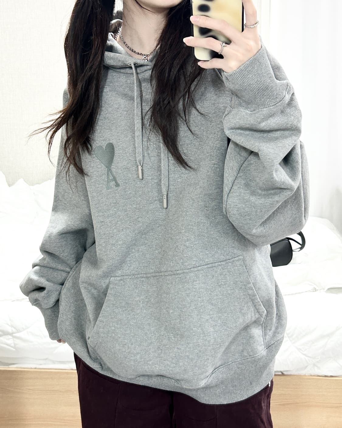 아미 스몰로고 그레이 헤비스웻 후드 상품이미지4