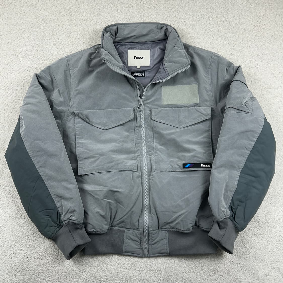 퍼즈 나일론쉘 빅포켓 누빔 봄버 자켓 그레이 상품이미지3