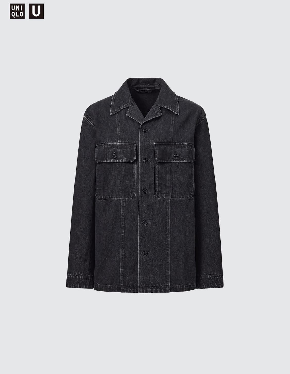 유니클로 U 데님 셔츠 자켓 블랙 M 상품이미지1
