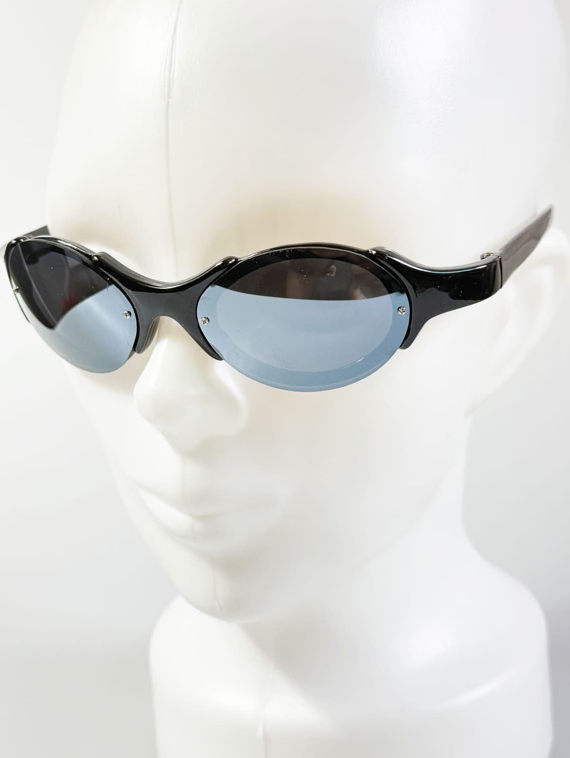 90s OXYGEN 블랙 랩 오벌 프레임 빈티지 선글라스 상품이미지8