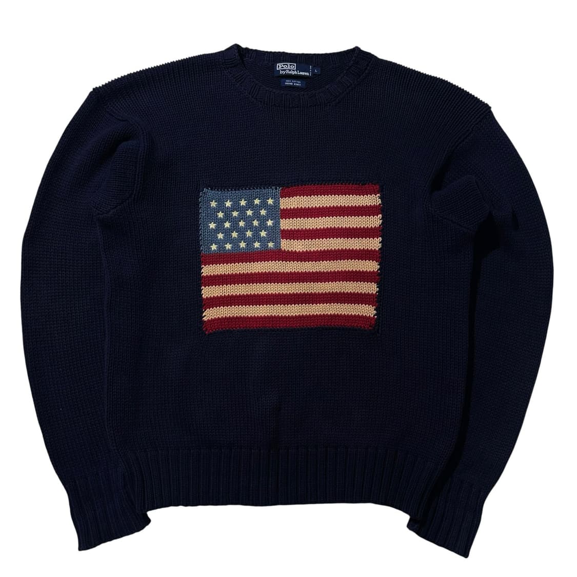 폴로 랄프로렌 성조기 라운드 핸드니트 네이비 상품이미지1
