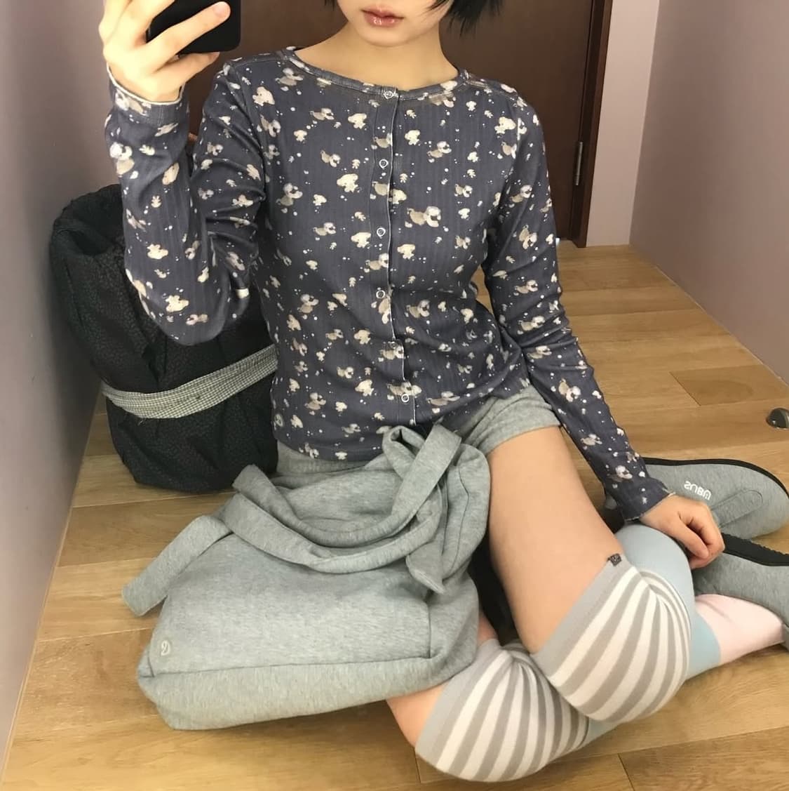 코이세이오 코튼 커들 롱슬리브 네이비 상품이미지1