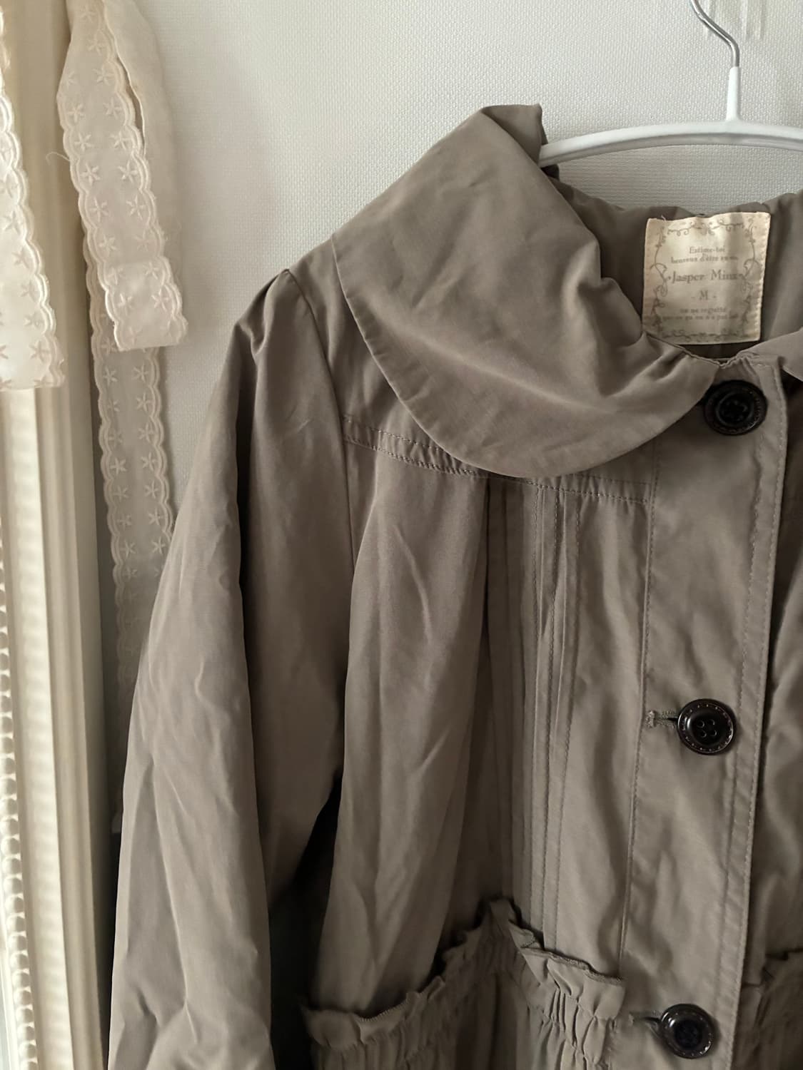 일본 빈티지 모리걸 도트 베이지 브라운 야상 상품이미지2