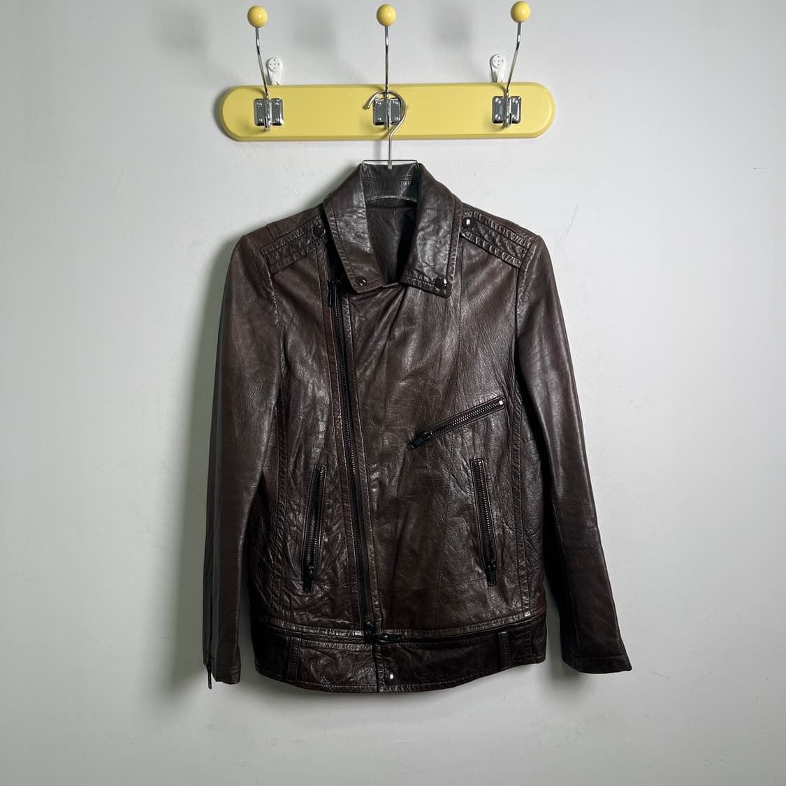 시스템 브라운 양가죽 라이더 자켓 상품이미지1