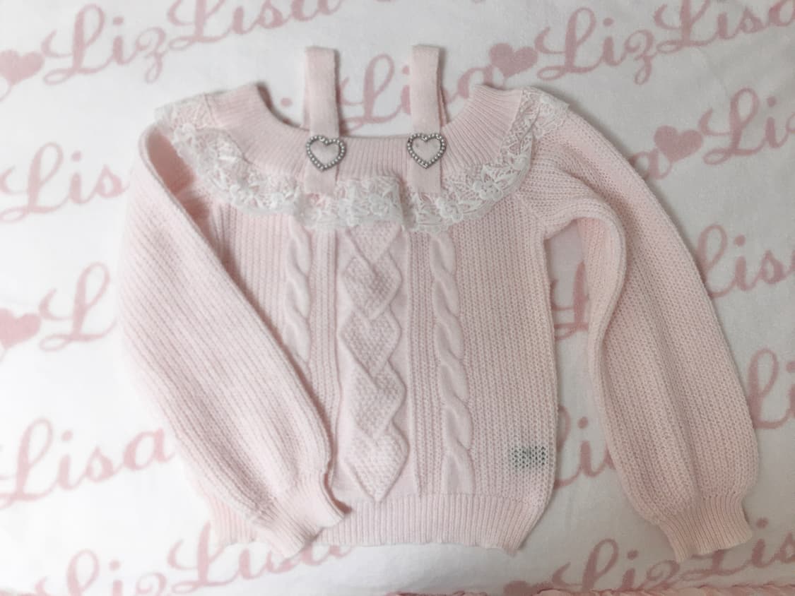 히메갸루 레이스 하트 오프숄더 니트 리즈리사 트랄라라 디어리 잉그니 상품이미지2