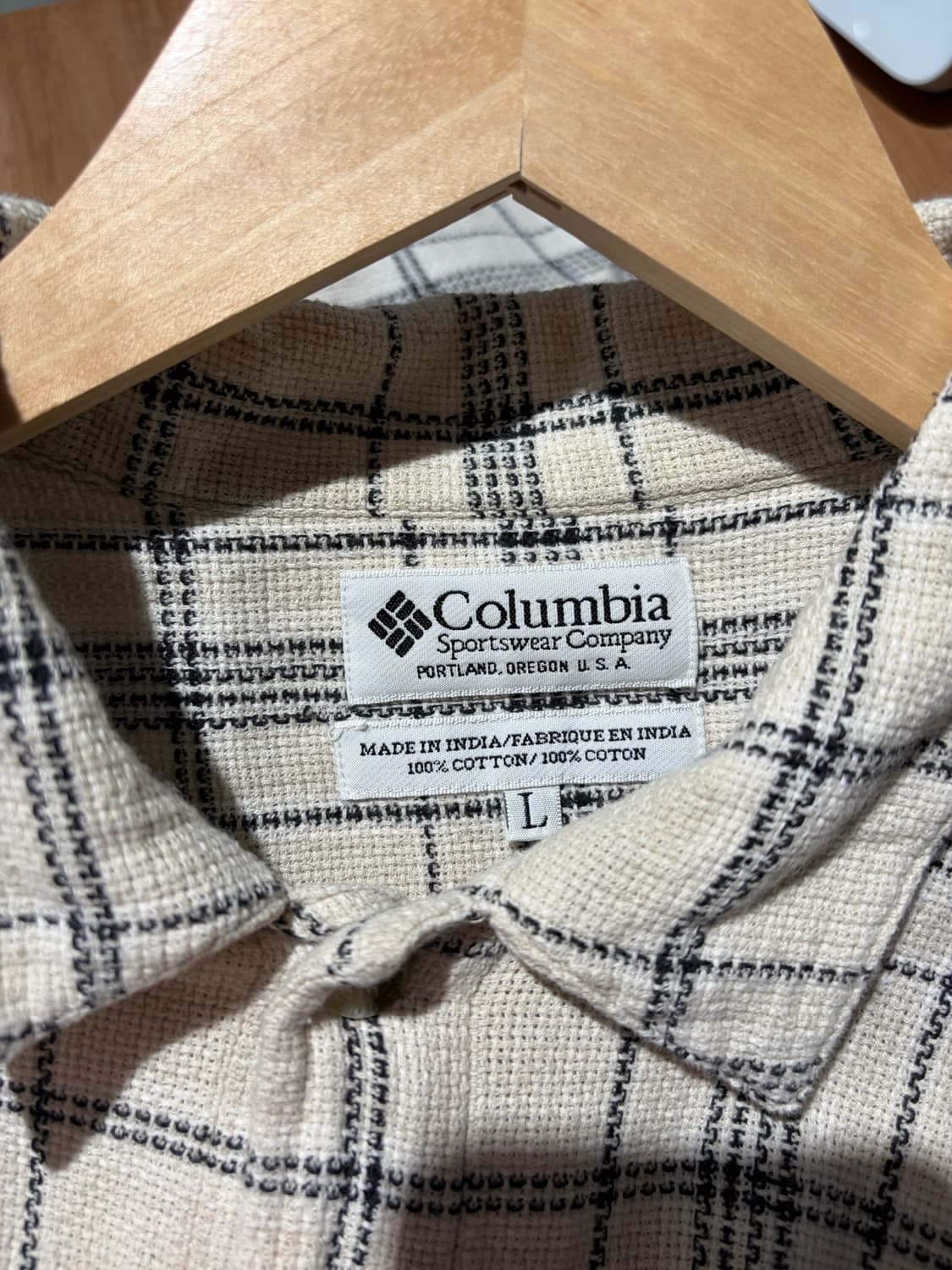 Columbia 라이트 베이지 오버핏 체크 남방 L 상품이미지4