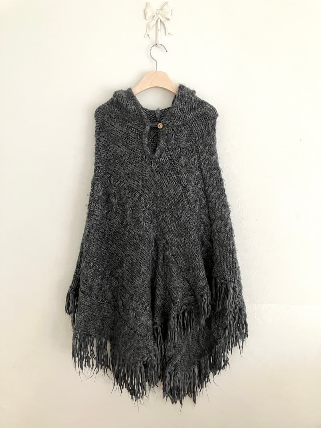 일본 빈티지 그레이 니트 케이프 상품이미지2