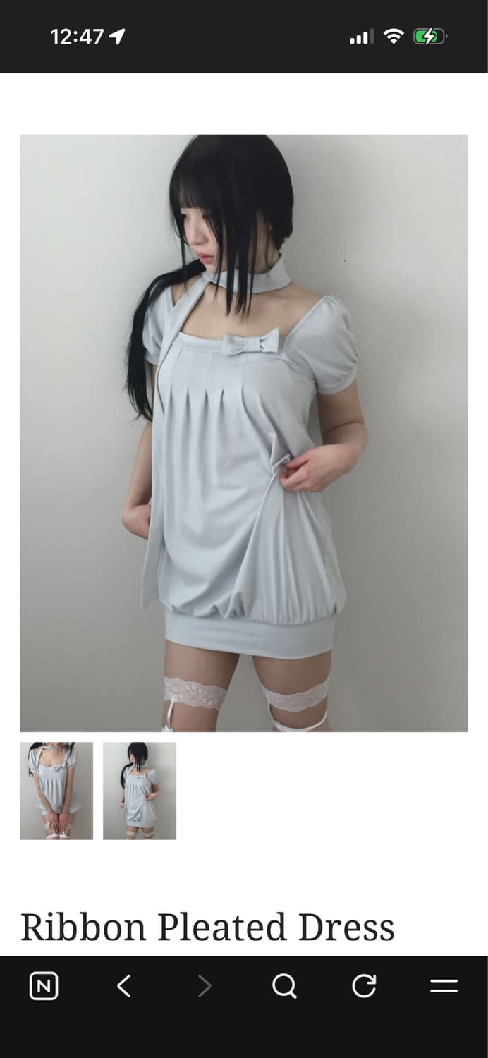 엔젤넘버555 엔넘파 리본 플레이티드 드레스 원피스 dress 상품이미지3