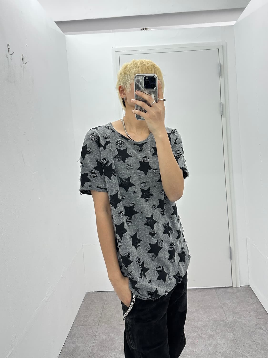 Vintage distressed star printing tee 상품이미지1