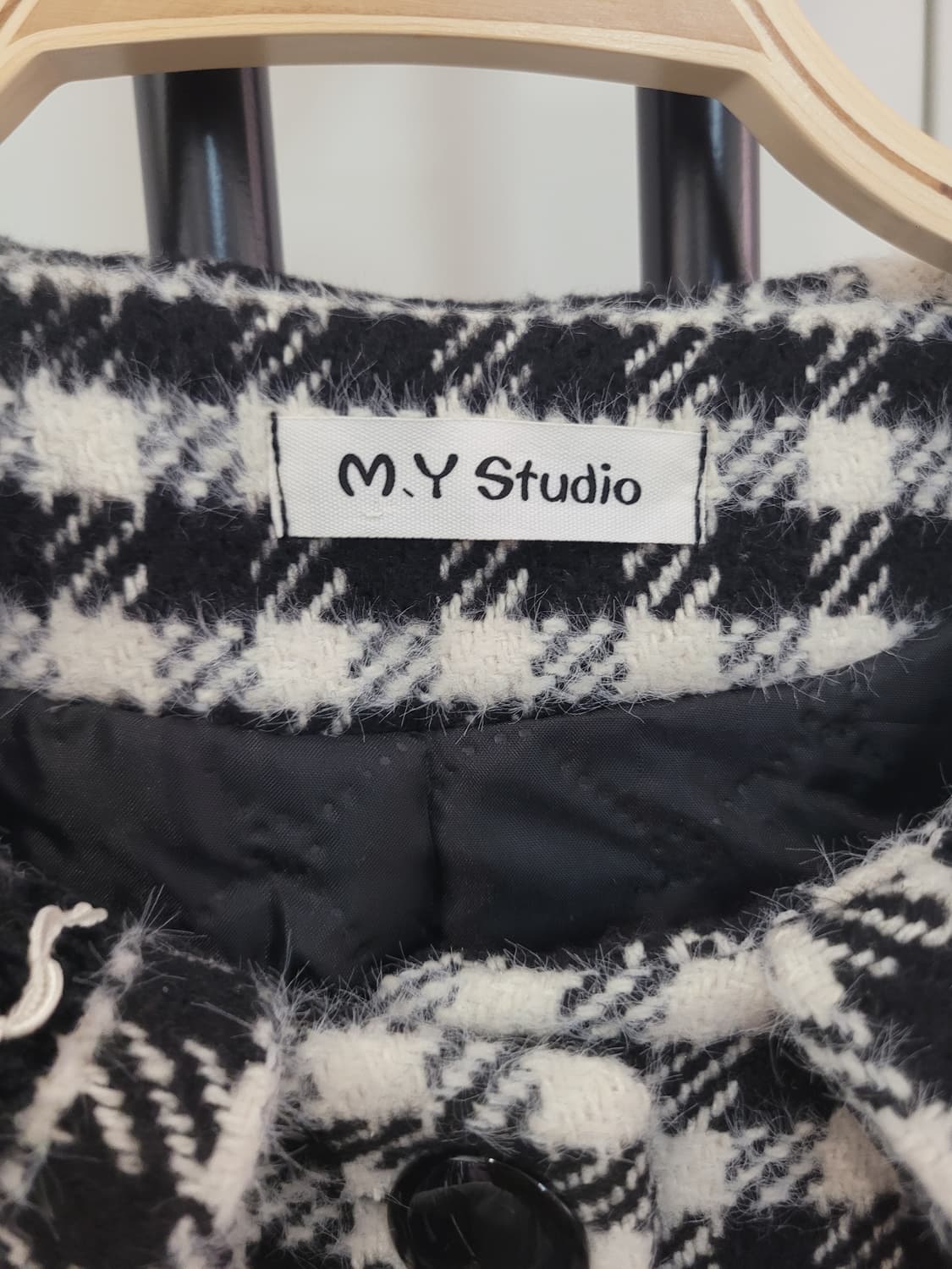 체크 패턴 세일러 카라 겨울 자켓 여성용 55~66 상품이미지3