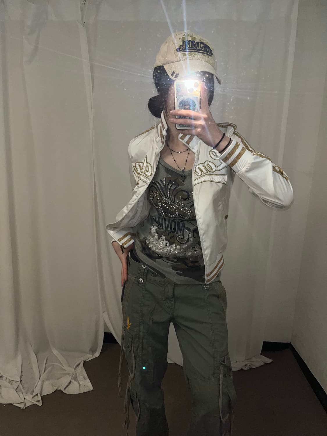 00‘s 골드레터링 화이트 나일론 집업 상품이미지3