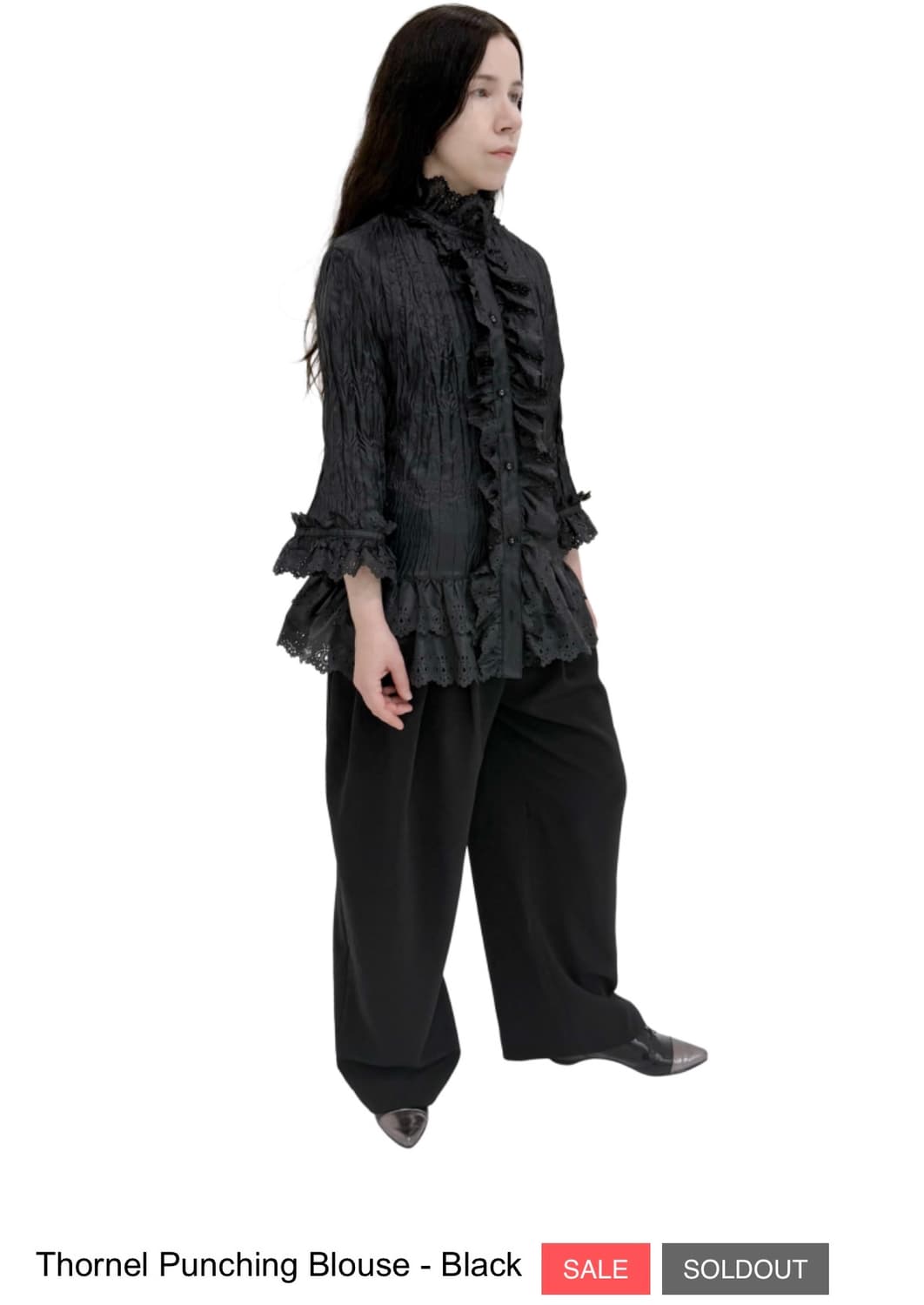 Eonts - Thornel Punching Blouse 블랙 상품이미지1
