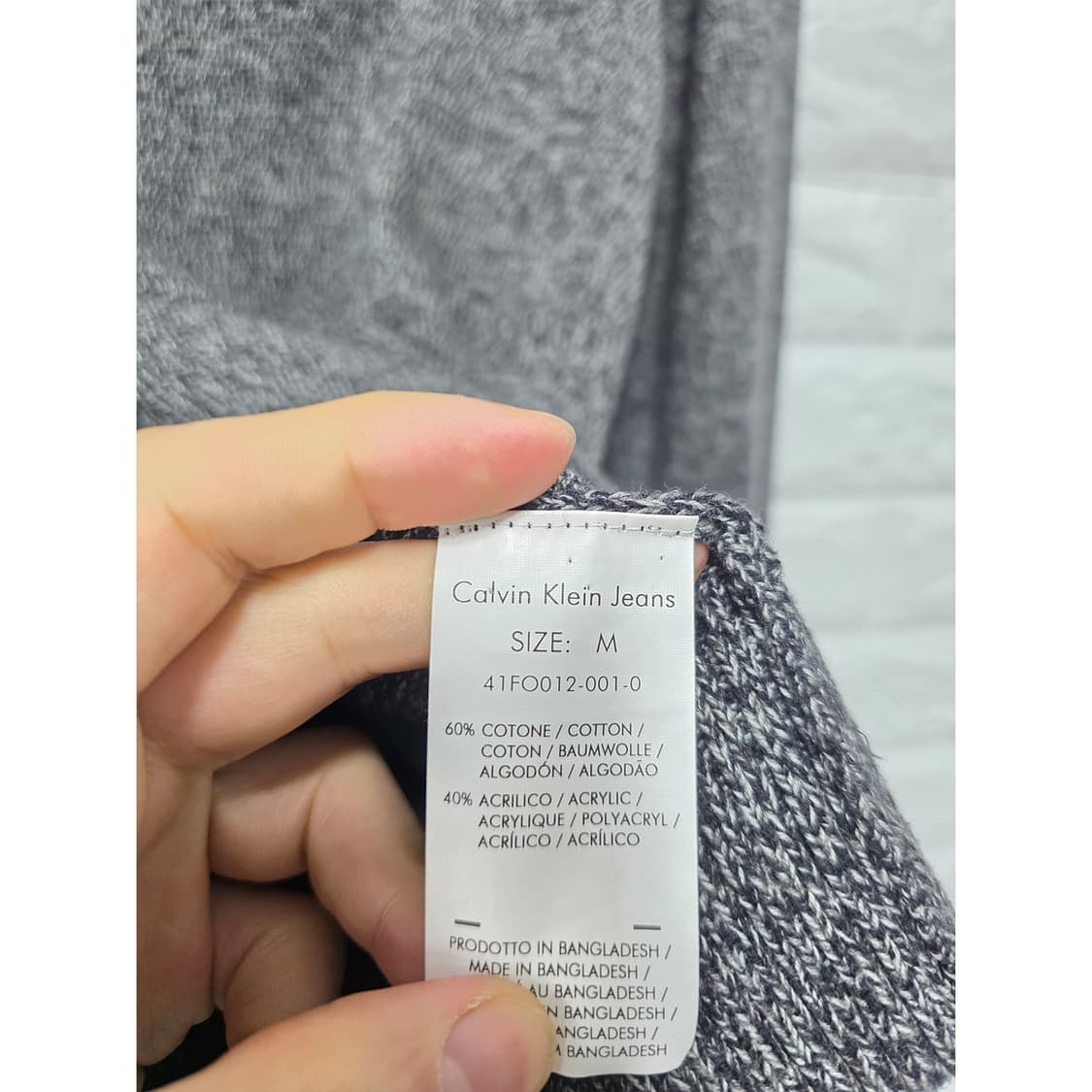 택포) CK 캘빈클라인 남성 반집업 니트 L 상품이미지3