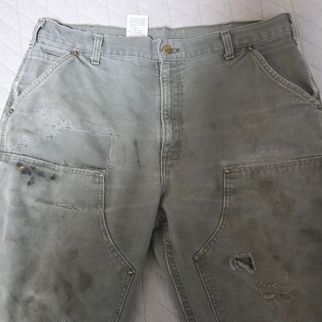 [38X32] 빈티지 칼하트 더블니 B136MOS 워크팬츠 M-5 보로 상품이미지2