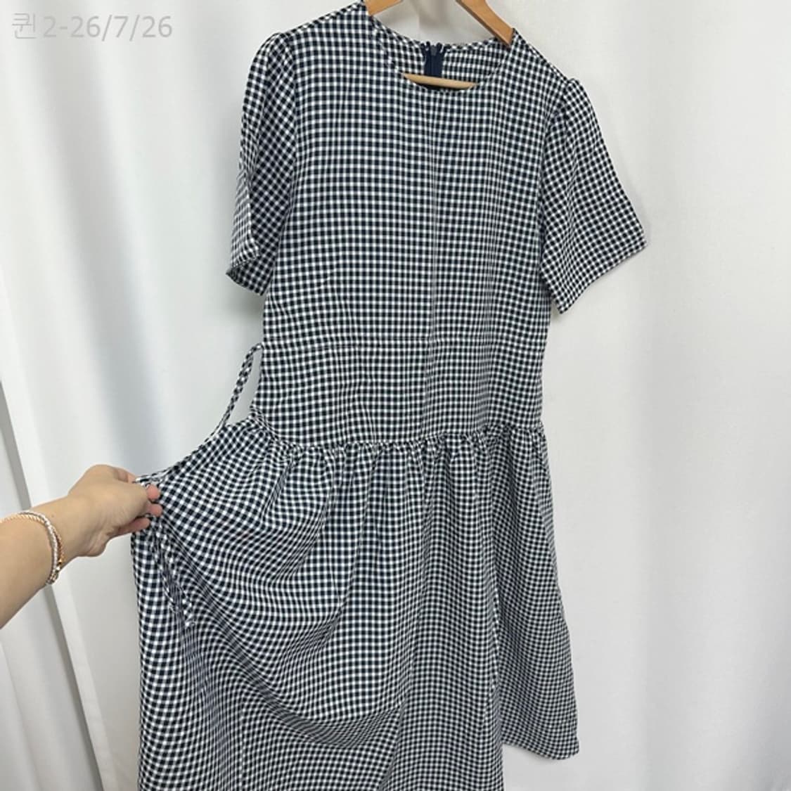 보세 여자 체크 반팔원피스 빅사이즈 임부복 FREE (미착용) 상품이미지8
