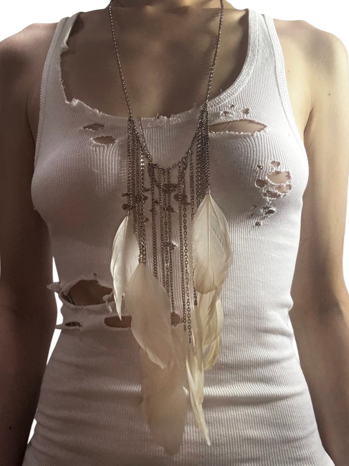 WHITE FEATHER DROP NECKLACE 상품이미지2