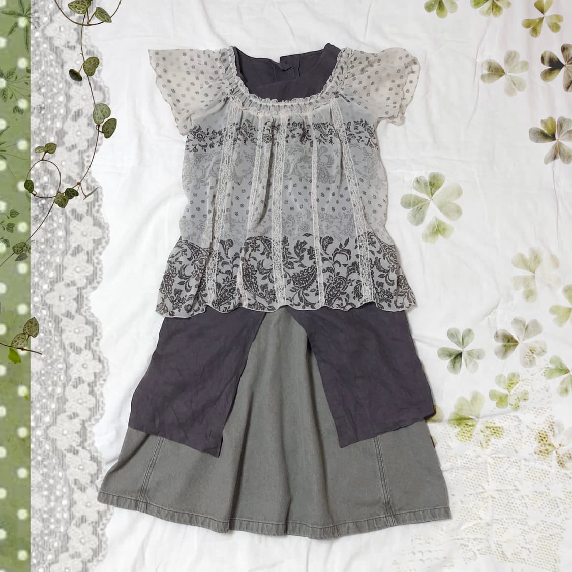 Japanese Vintage 𓋼 초코나무숲 모리걸 코디 세트 3p 상품이미지1