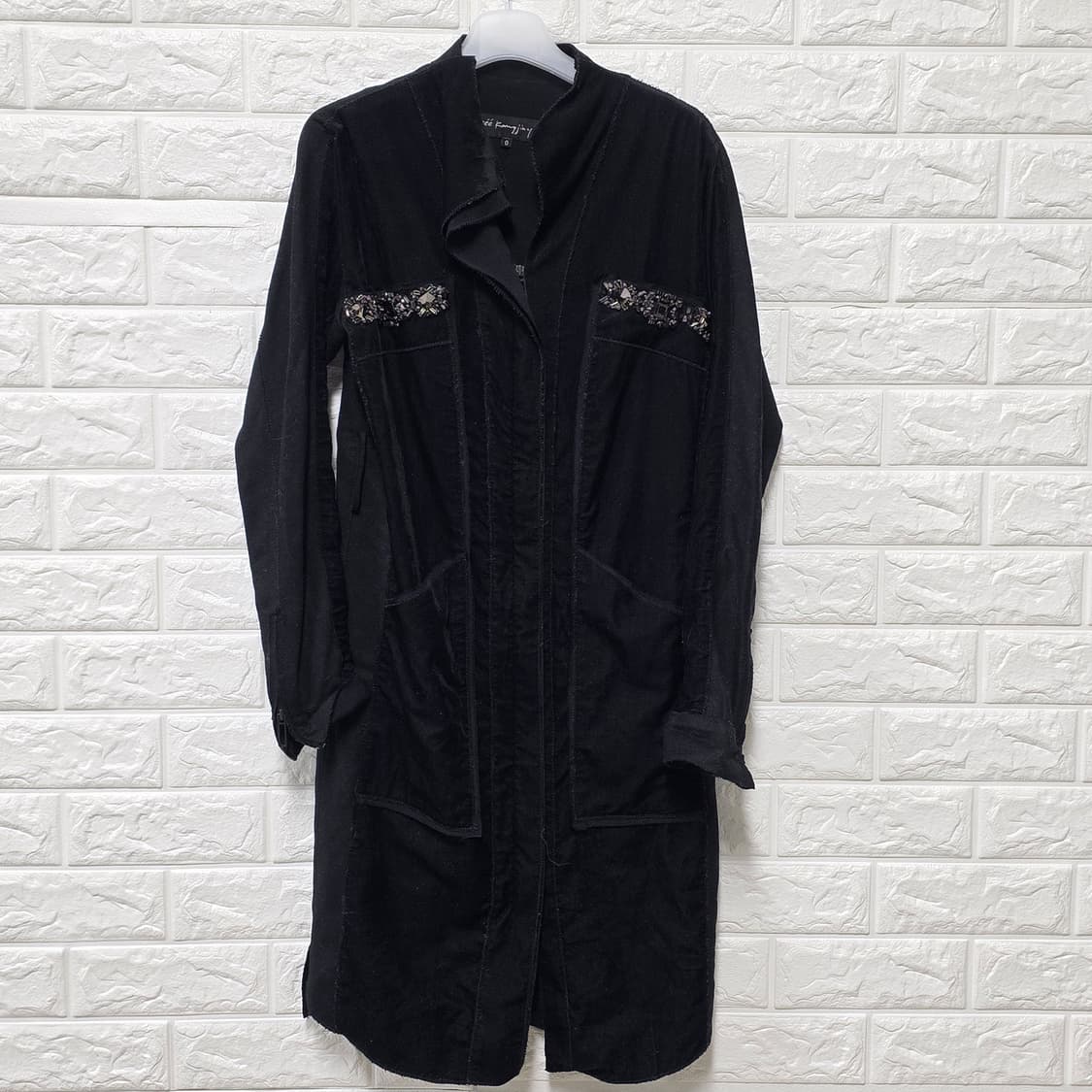 L택포// S 한섬 오브제 양모혼방 블랙 코트 상품이미지1