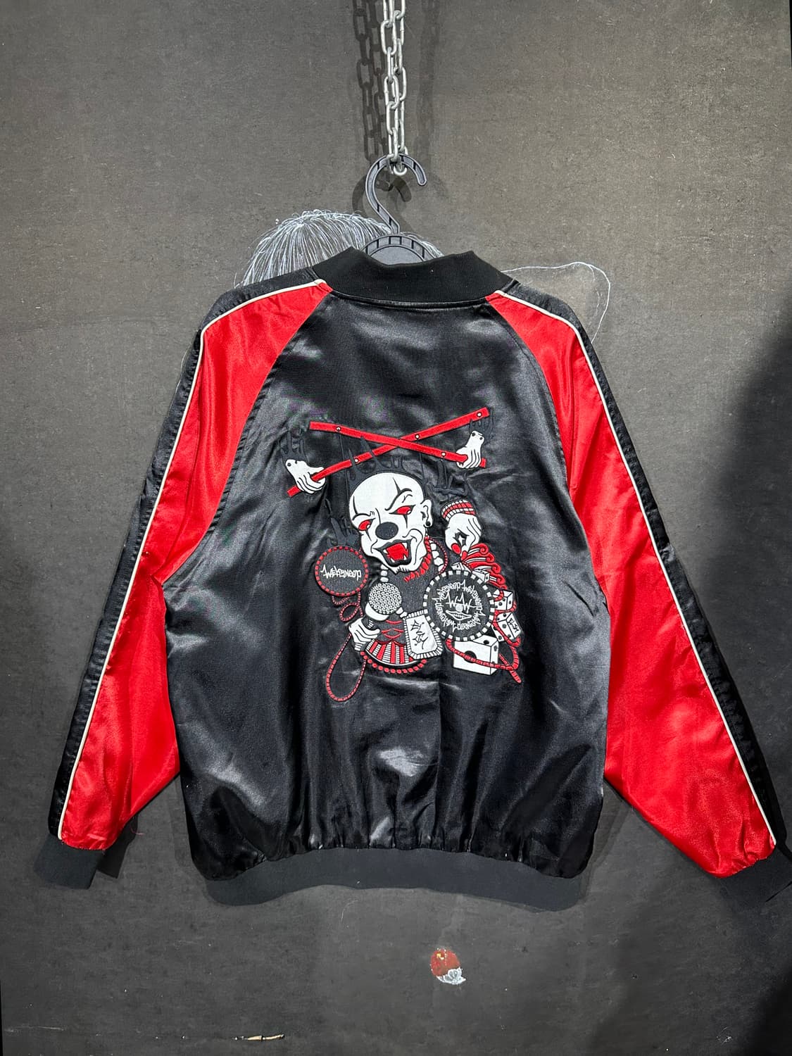 일본빈티지 Weksnoop 블랙 악마 불 자수 스카잔  L 상품이미지7