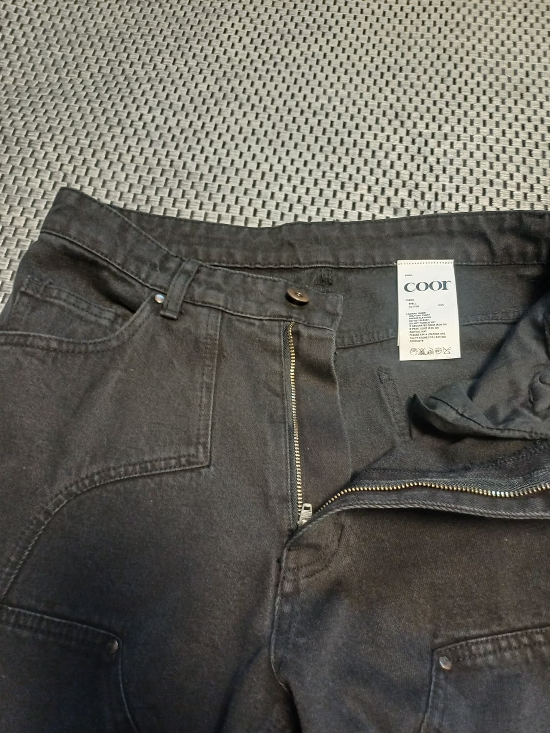 [S] 쿠어(COOR) 더블니 데님 워크 팬츠 블랙  상품이미지6